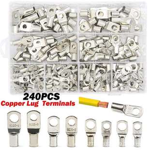 25mm2跨境 SC25连接冷压端子紫铜6 240PCS盒装 铜镀锡窥口端子SC6