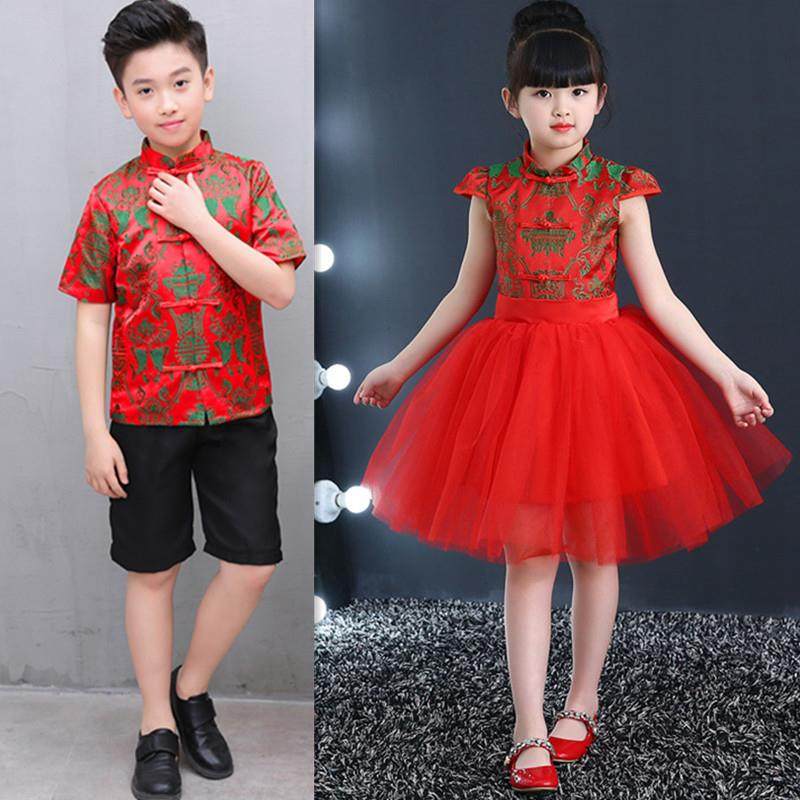 小学生演讲比赛服装儿童古筝演出女童诗歌朗诵快板表演中国风春夏