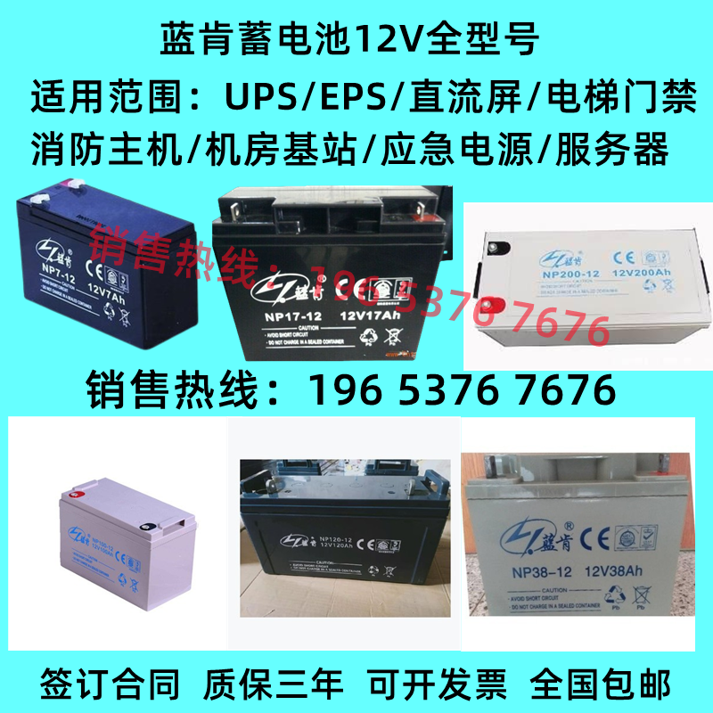 蓝肯蓄电池NP100-12 12V100AH65AH38AH24AH17AH直流屏EPS/UPS电源