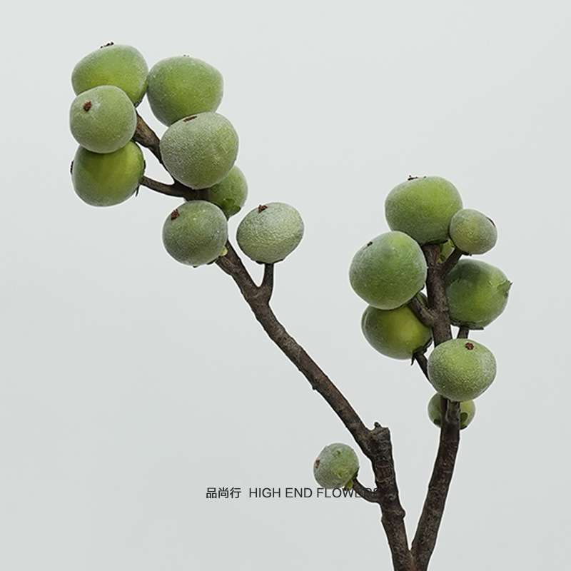 植毛无花果仿木枝干泡沫果实仿真果子花浆果家居现代装饰花束仿生