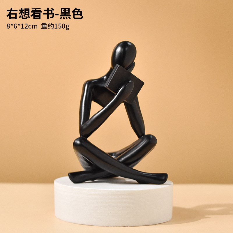 欧式轻奢抽象看书人物雕像家居客厅书F架桌面树脂工艺品装饰小摆