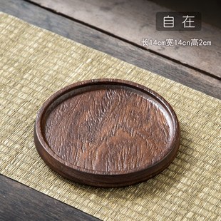 客厅功夫R茶道茶具酒店托 黑檀木干泡台茶盘喷沙整块实木家用中式