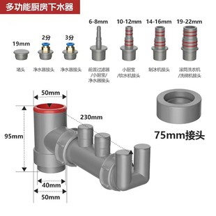 厨房下水管三通接头净水器下水z管道前置过滤器排水管二合一多功
