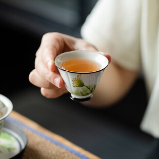 手绘水仙s茶杯功夫茶具品茗杯家用陶瓷主人杯喝茶杯 山野烂漫