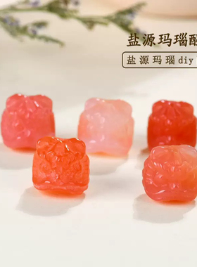 盐源玛瑙醒狮通孔diy手工串珠配件手链隔珠配饰品立体雕刻件饰品