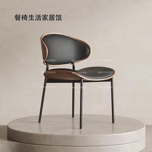 原木靠背椅子咖啡椅 .北欧轻奢设计师餐椅现代简约家用书房椅意式