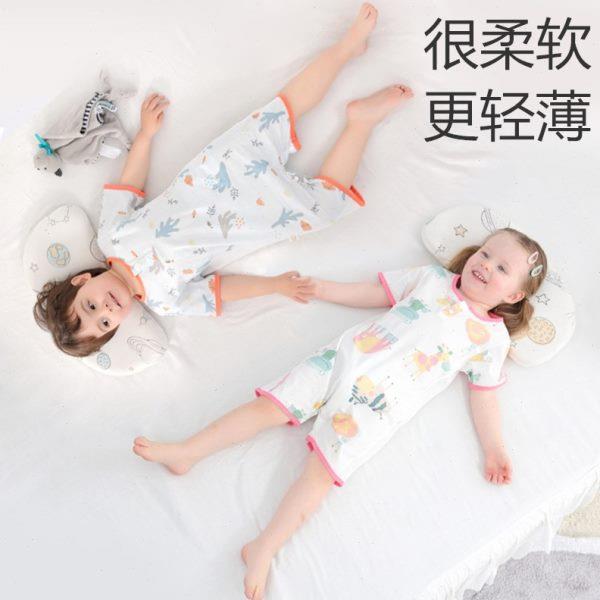 婴儿纯棉背心睡袋宝宝薄款夏季超薄儿童网眼夏无袖防踢被睡衣连体