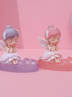 直销新款安妮芭蕾女孩手机支架卡通桌面树脂工艺摆件颜值多功能天