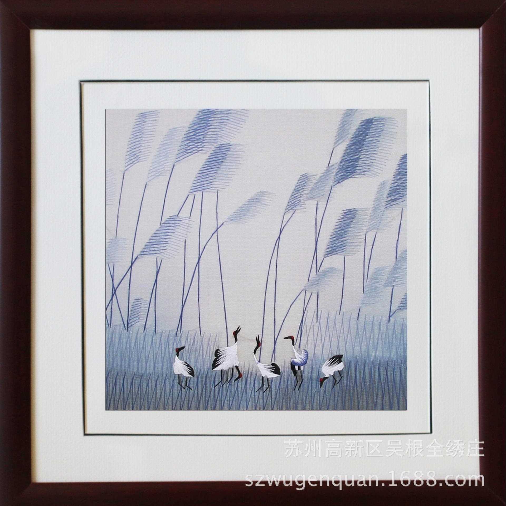 直销新款苏绣成品挂画客厅书房卧室装饰画带框手工刺绣挂画动物走图片