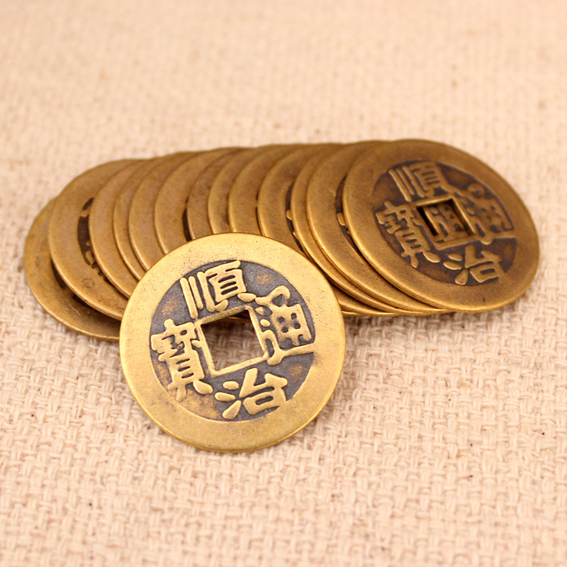 纯铜大小铜钱清代仿古钱币散钱五帝钱十帝六帝钱家居门槛配饰挂件