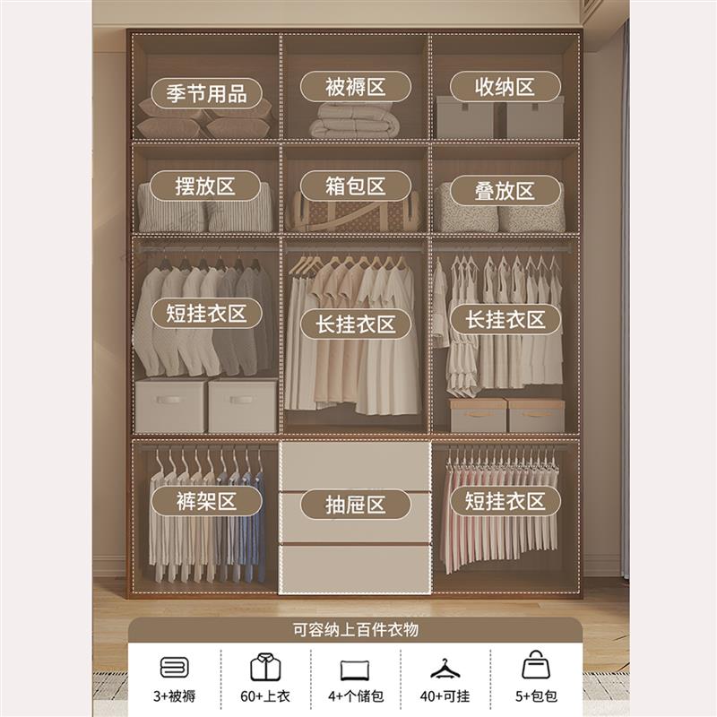 全屋定制全铝合金衣柜家用卧室一门到顶现代简约ENF级环保大衣橱
