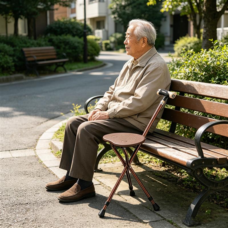 老人拐杖椅拐棍老年人多功能手杖四脚防滑带凳子折叠可坐拐杖座椅