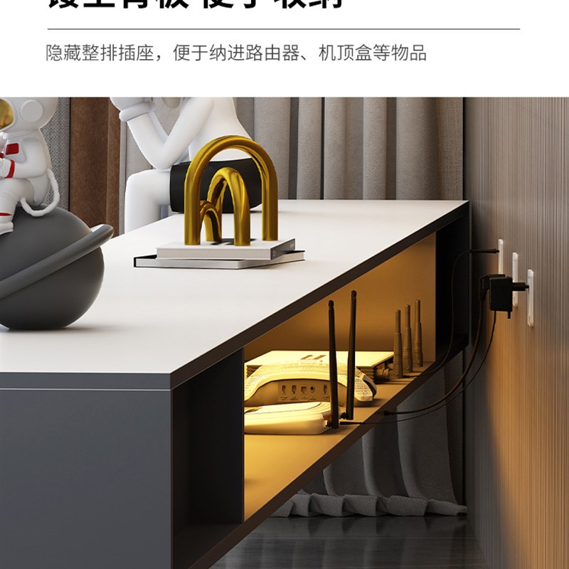 悬浮茶几电视柜吊柜组合客厅家用现代简约小户型卧室边柜岩板悬空