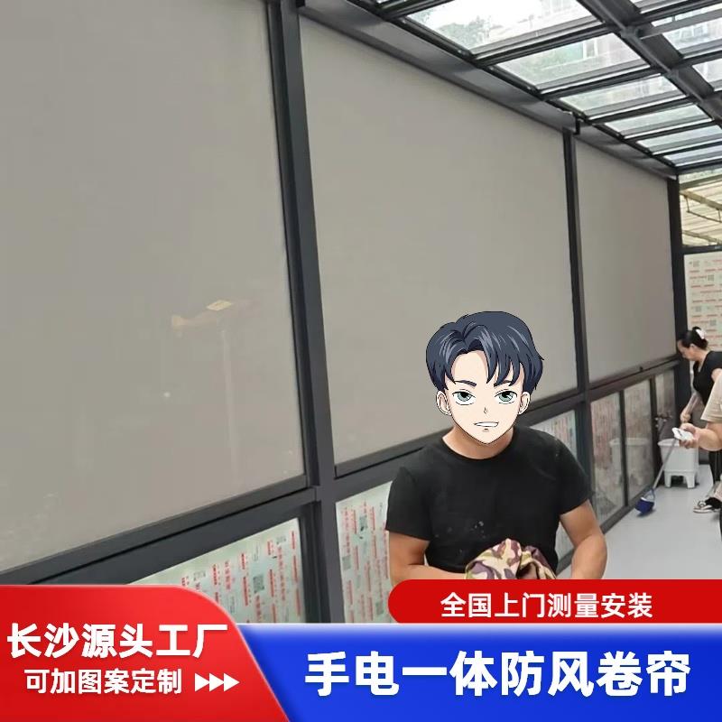 手电一体防风卷帘阳台封窗遮阳防晒防蚊透景纱窗防尘升降挡雨窗帘