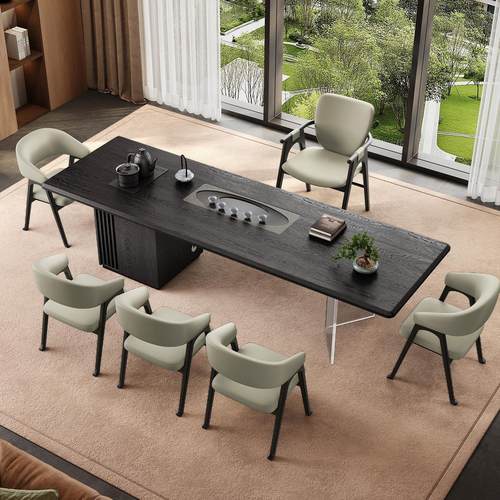 新中式实木茶台茶桌家用泡茶桌阳台设计师款茶桌大板茶台别墅阳台