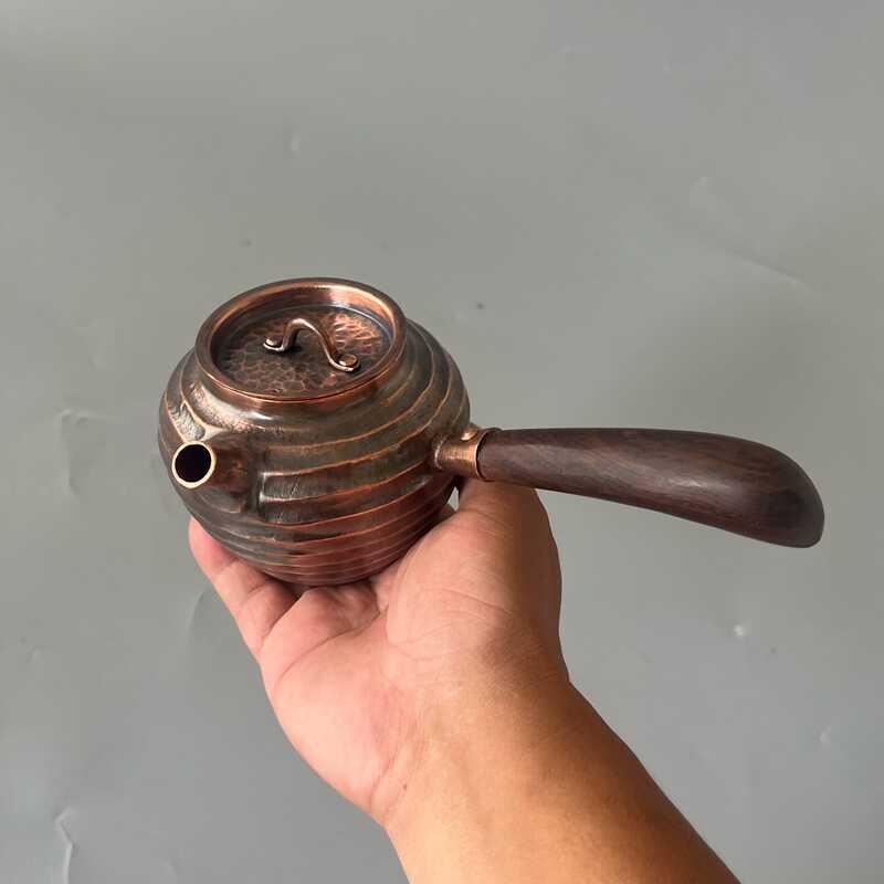 铜茶壶紫铜壶功夫茶壶潮汕茶壶铜壶纯铜手工铜壶烧煮水壶侧把铜壶
