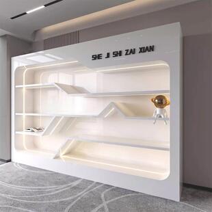 烤漆展示柜公司荣誉墙展示架展厅装修科技感精品柜展示化妆品柜