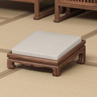 新中式实木拜凳家用拜垫加厚蒲团打坐垫黑胡桃木跪拜凳跪垫拜佛凳