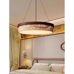 新中国风宋代美学织物吊灯圆禅宗中国风竹叶画客厅餐厅卧室书房灯