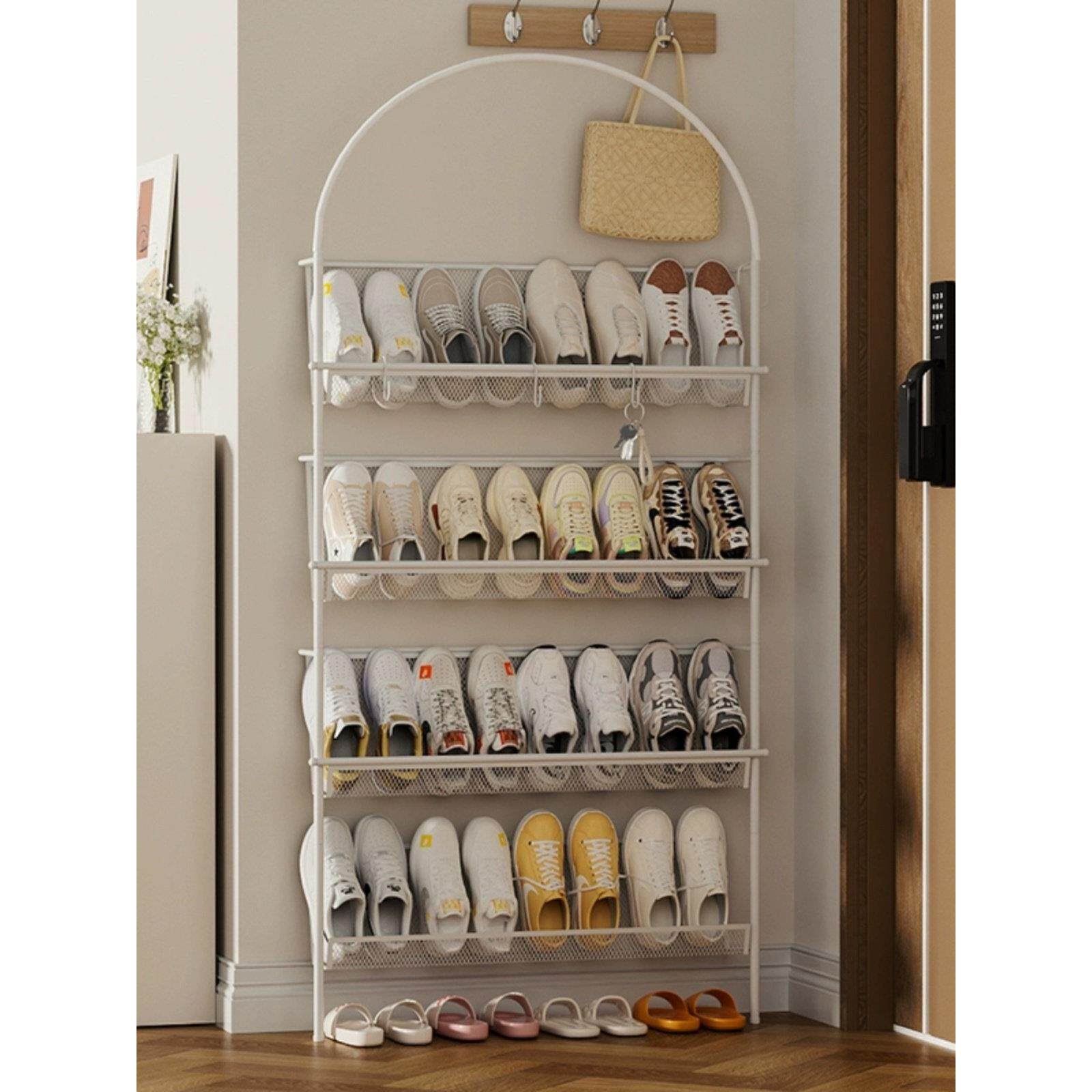 入口极窄鞋架家庭入口门鞋架小窄墙多层15cm超薄儿童鞋柜