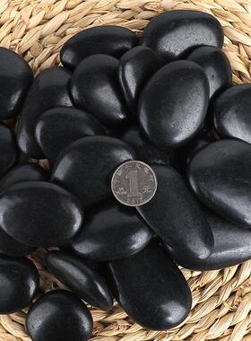 广东50斤黑色鹅卵石铺地园林装饰鱼缸造景鹅软石雨花石庭院鹅卵石