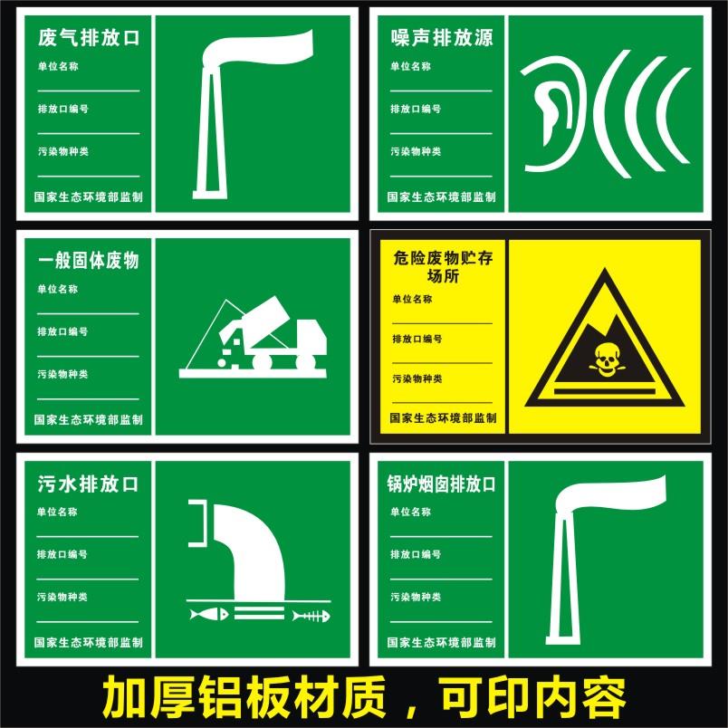 废气排放口标识牌噪音污水标志标示警告环境保护标志 安全标识牌