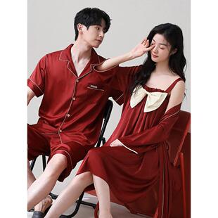 采购产品结婚睡衣，女新娘礼服，新婚夫妇套装，男士冰丝红高档出