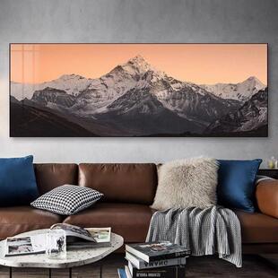 雪山风光装饰画日照金山客厅沙发背景墙大尺寸挂画平易近人奢华大
