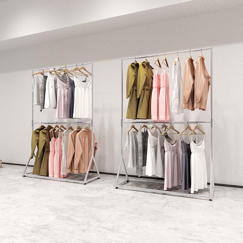 服装店展示架上下双层立式男女服装可调可增高婚纱店衣架
