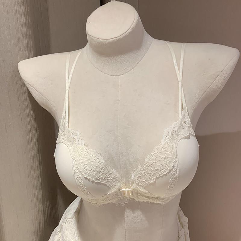 少女蕾丝花边前扣内衣女小胸聚拢显大无钢圈细肩带美背无痕文胸罩