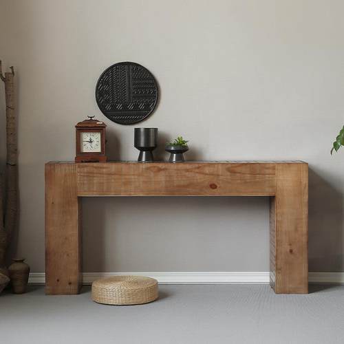 覆古实木玄关桌中古玄关台靠墙条案端景台民宿沙发背几长条桌子