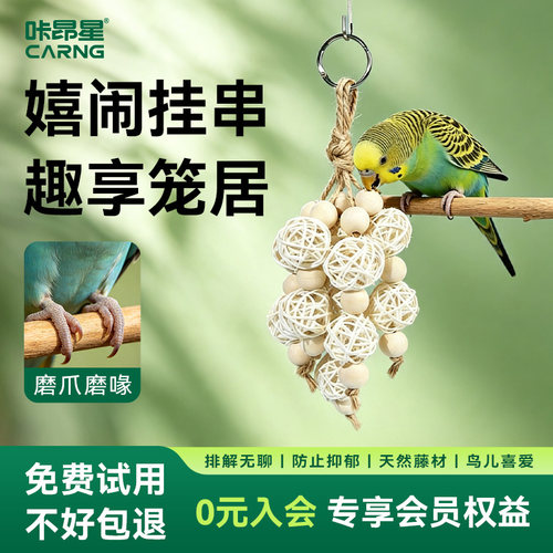 咔昂星鹦鹉小鸟家园美化布置装饰高颜值笼内造景玩具藤球吊环挂件