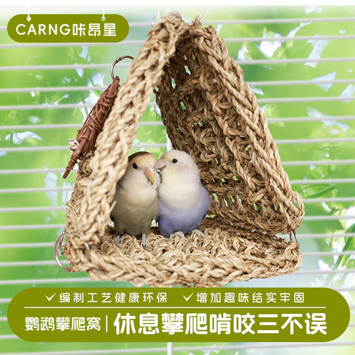 咔昂星鸟窝鹦鹉窝夏四季通用悬挂睡觉窝草编鸟巢牡丹玩具解闷自嗨