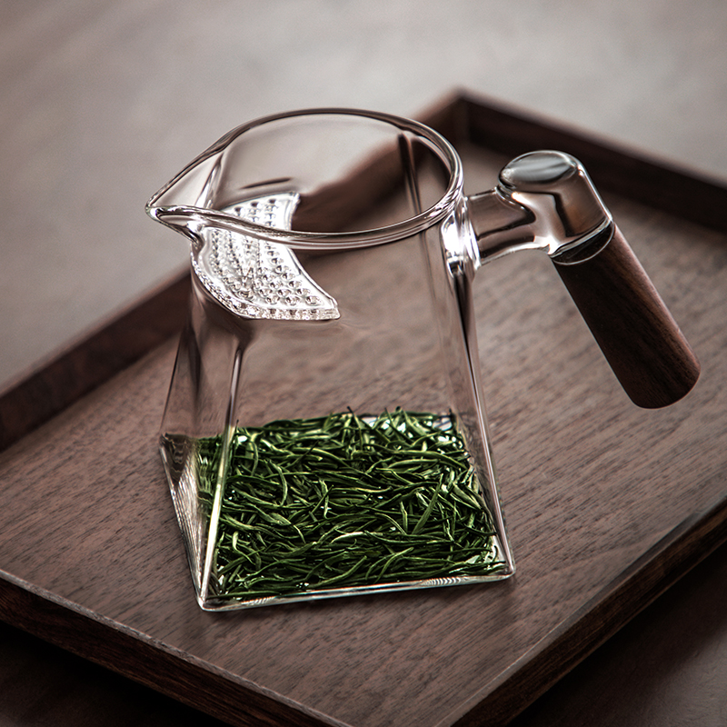 玻璃公道杯茶漏一体月牙公杯