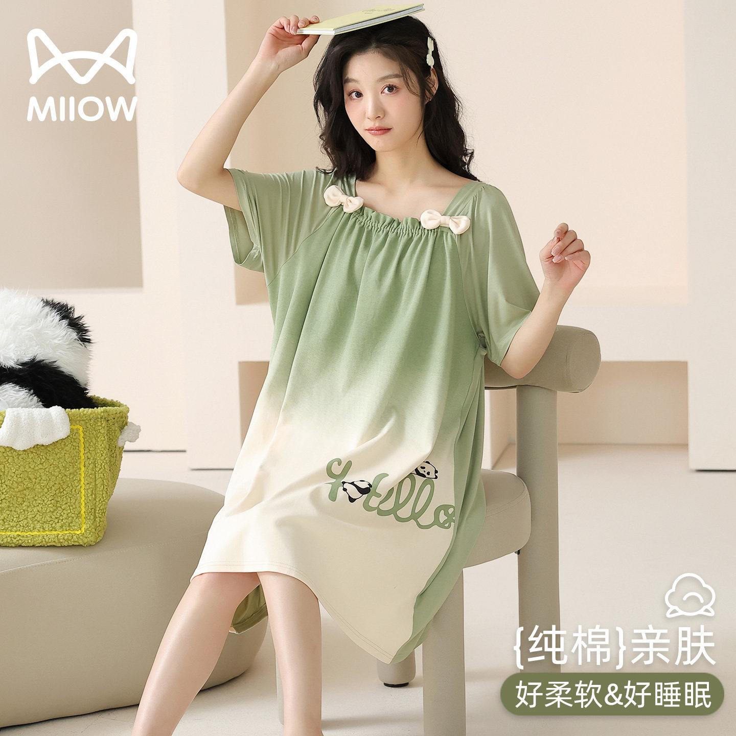 猫人MIIOW100%棉新款夏季睡裙女图片