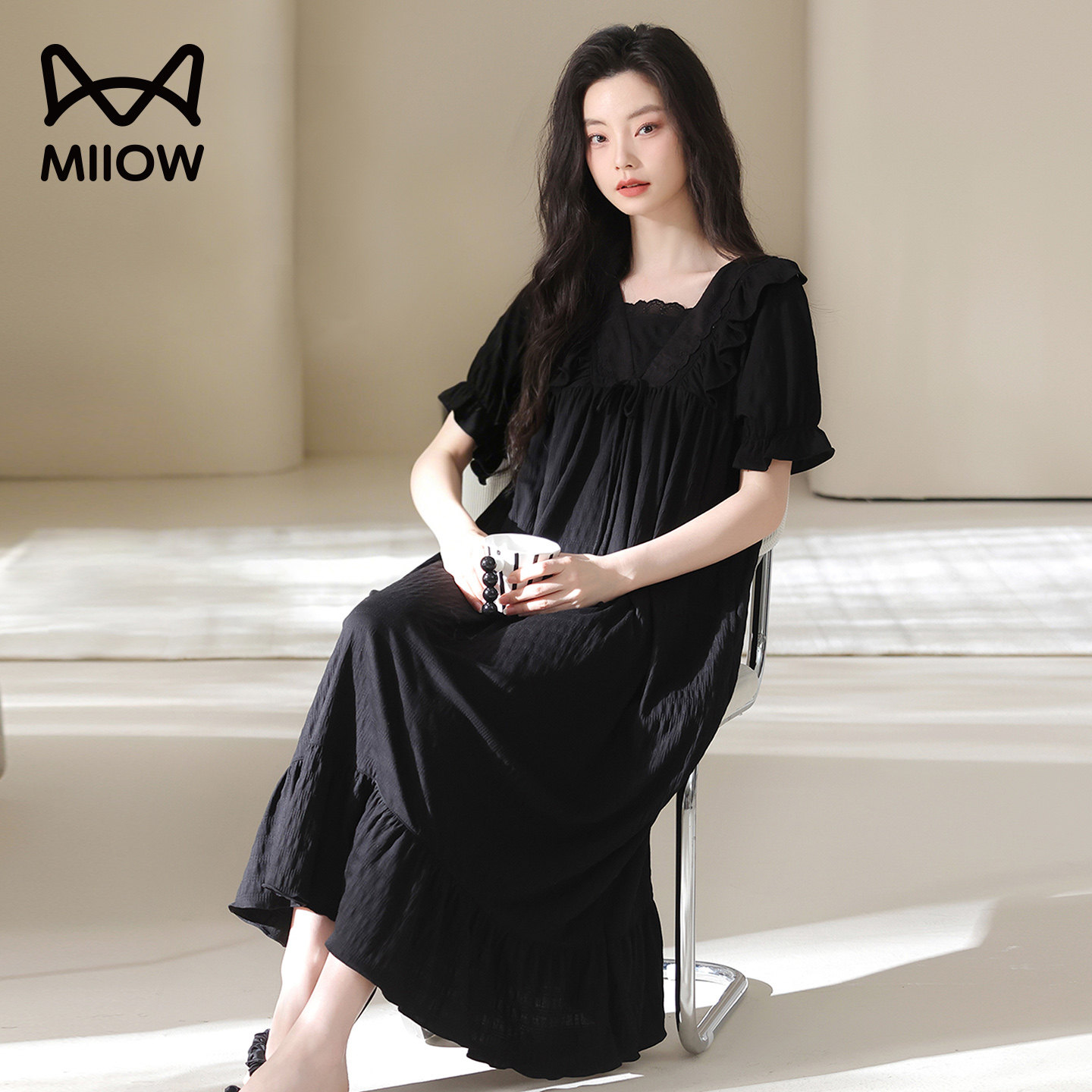 猫人MiiOW薄款高级感弹力睡裙夏图片