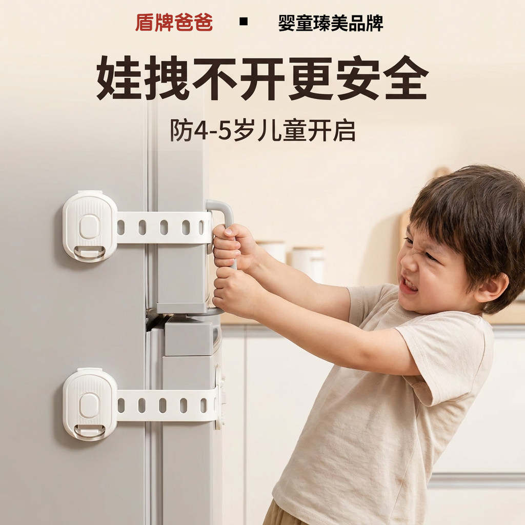 盾牌爸爸儿童冰箱安全锁防夹手图片