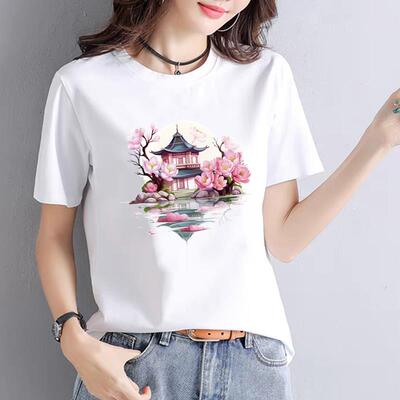 可爱复古上衣流行网红爆款女通勤ins夏季印花打底衫短袖圆领T恤