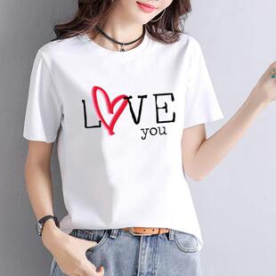 夏装可爱韩版女夏季打底衫通勤上衣网红爆款ins印花短袖圆领T恤