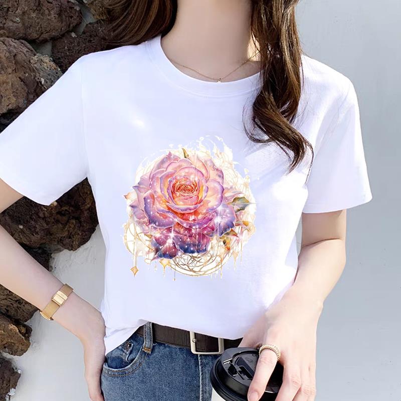 上衣洋气时尚印花打底衫网红通勤夏季女韩版显瘦ins圆领短袖T恤