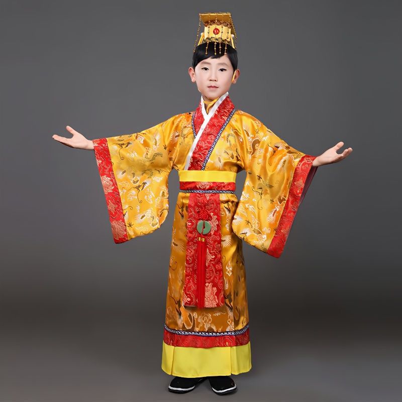 儿童古装龙袍演出服服装太子秦始皇儿童汉朝皇帝汉服汉武帝秦朝