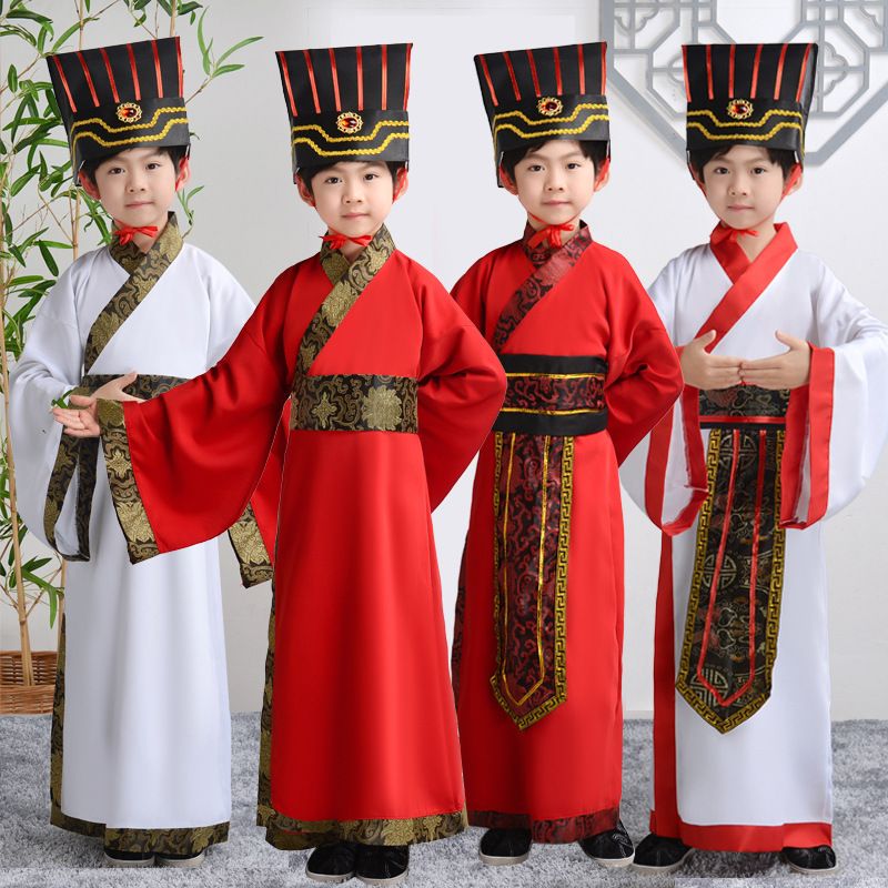 儿童古装汉服男学生中国风国学服装幼儿孔子大臣舞台演出服古代