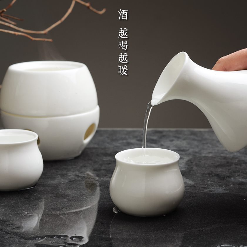 直销骨瓷家用煮酒烫酒杯温酒器陶瓷白黄酒双层套装温酒壶广告礼品