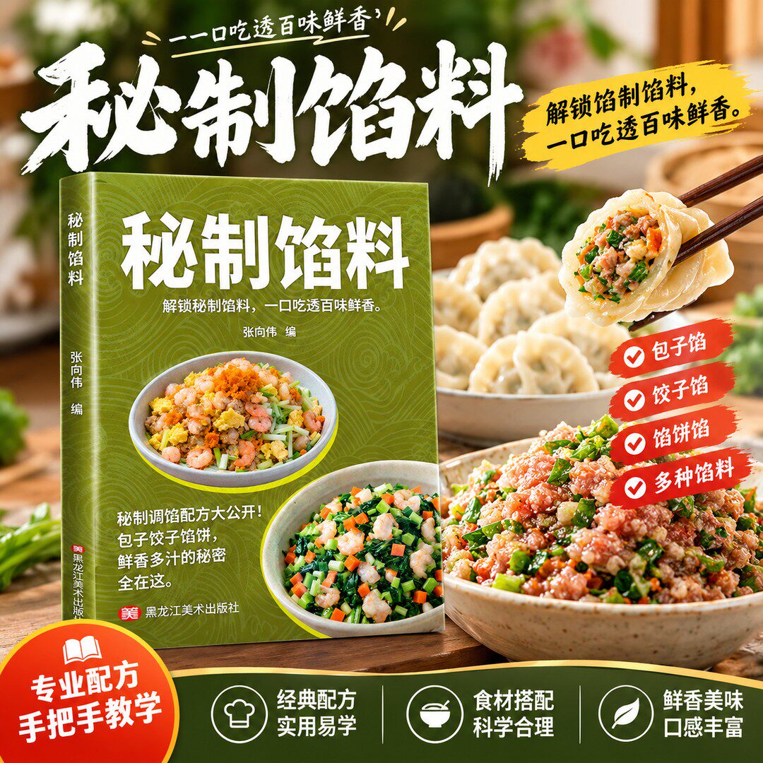 【官方正版】秘制馅料包子饺子馅饼烧卖月饼点心荤素馅料配方家常食谱书籍