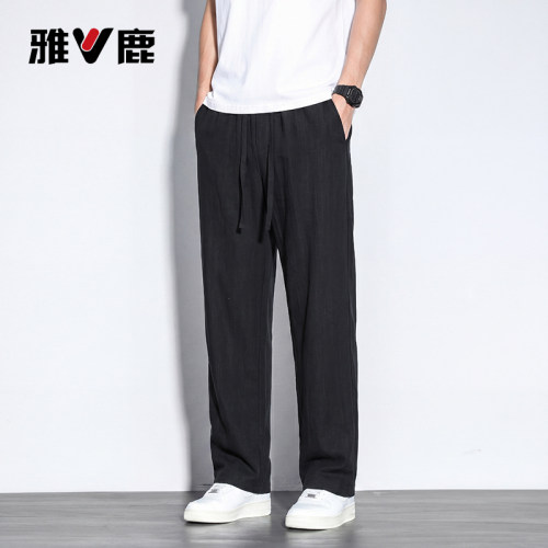 雅鹿男款夏季莱赛尔天丝休闲裤子