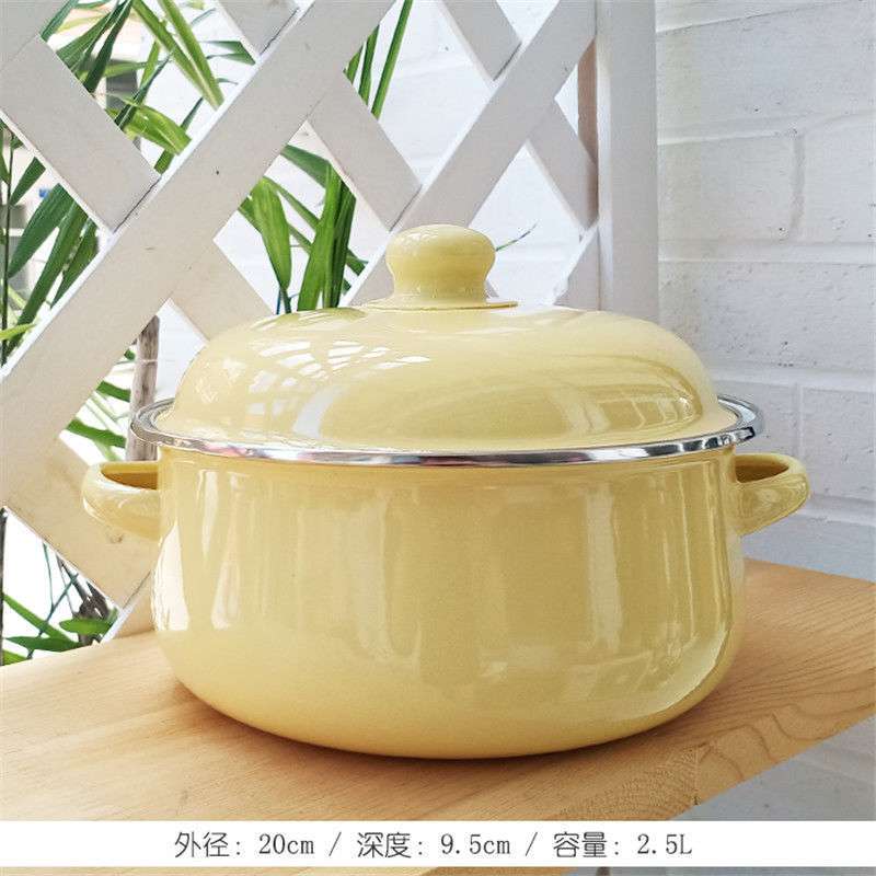 加厚糖果色搪瓷汤锅16cm18cm20cm炖锅汤锅小火锅三件套搪瓷锅带盖