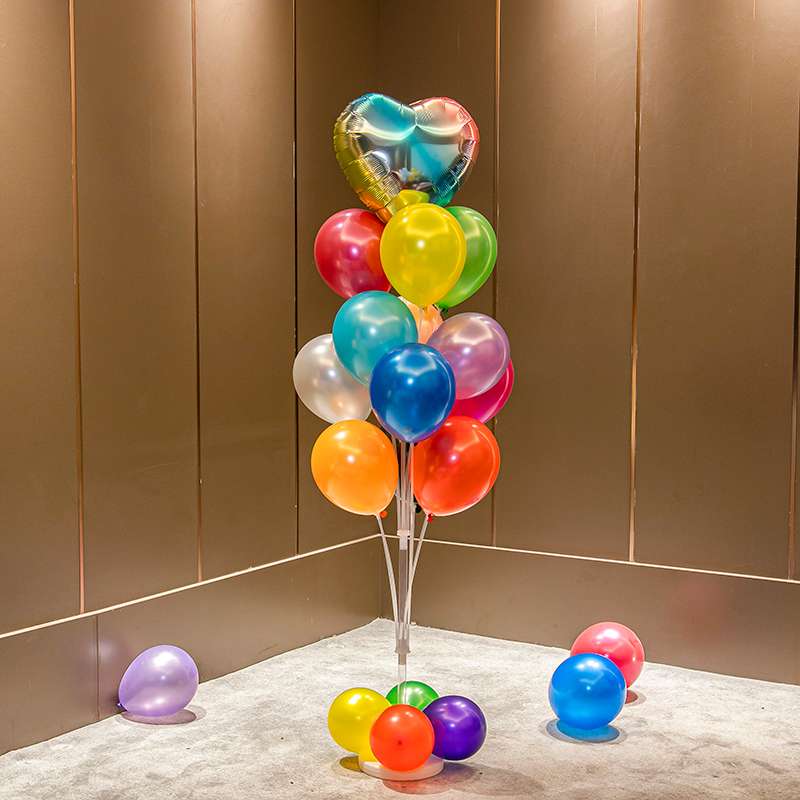 绿色珠光金属色气球地飘立柱儿童一周岁生日装饰场景布置桌飘支架
