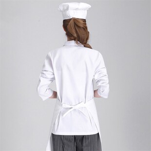 透气厨房厨师服白色短袖 厨师工作服女长袖 学校幼儿园食堂人员夏季