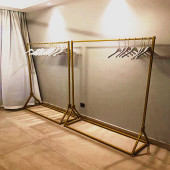 店衣架服装 女装 店货架架子 架衣服展示架陈列架落地式 金色铁艺服装