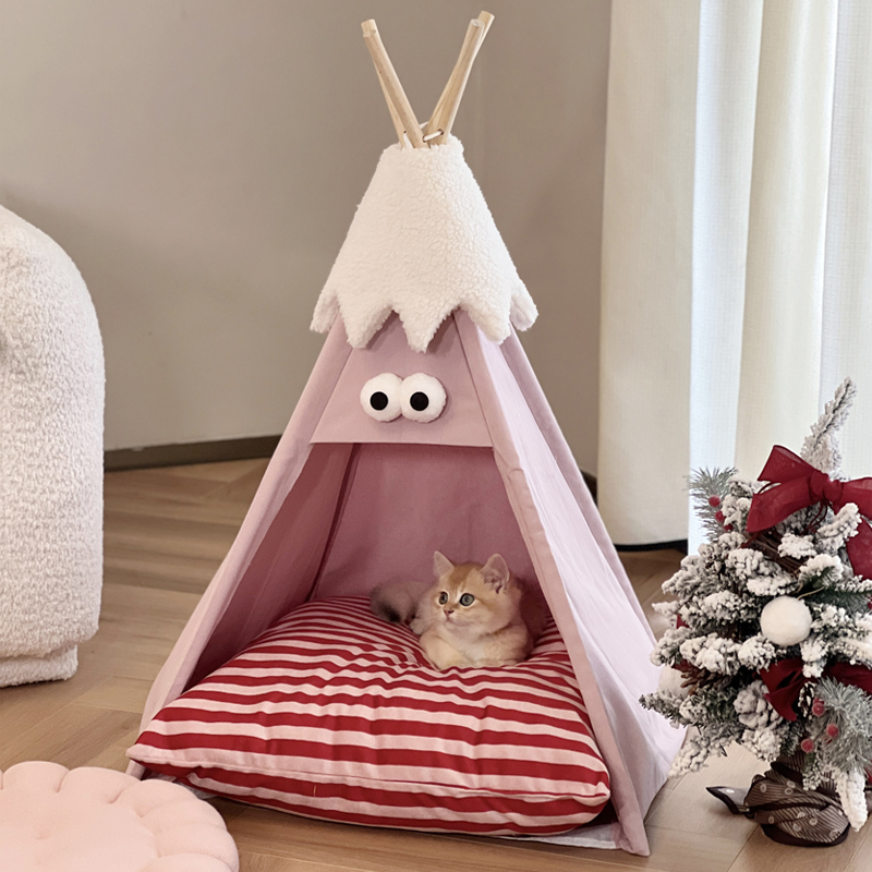 宠物帐篷猫窝猫咪半封闭式可折洗冬季保暖窝狗窝中小型犬耶诞房子